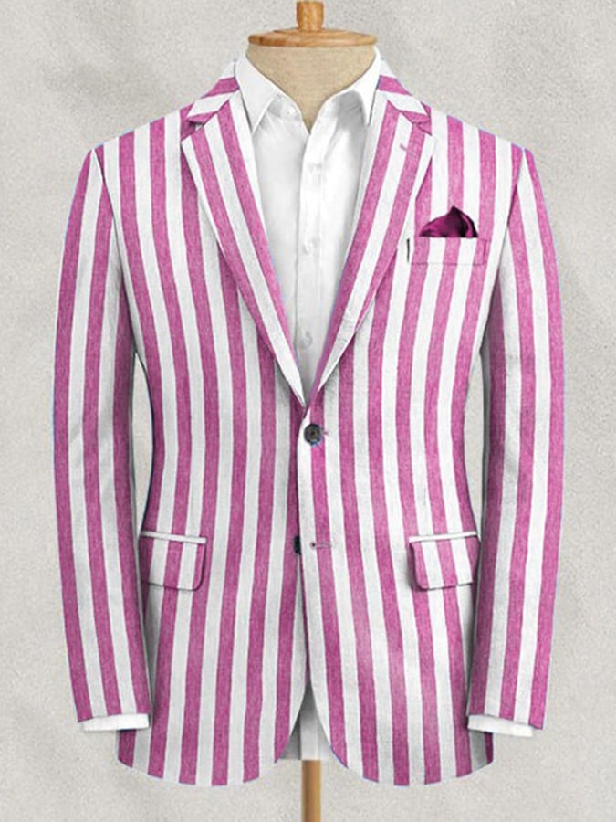 Chaqueta retro Single Breasted a rayas Gentleman ejecutivo Suit para hombre
