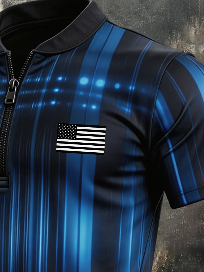 Camiseta retro Color-Block con cierre para hombre