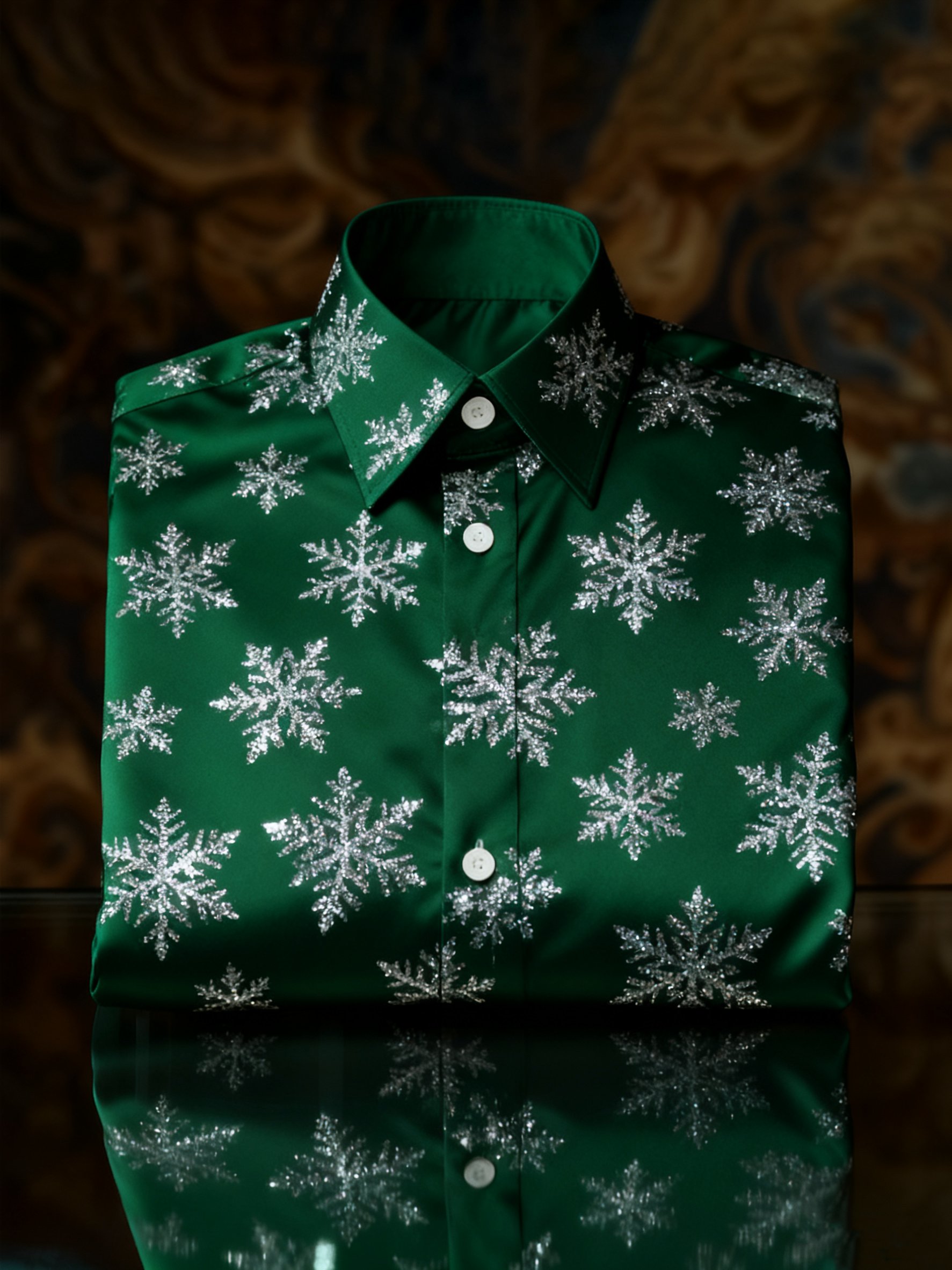 Camisa de lujo Christmas Party de manga larga con botones para hombre