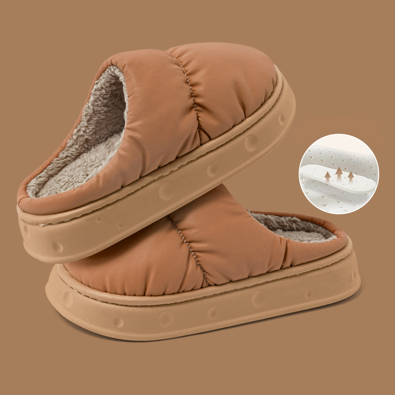 Indoor Home Warm, Non-Slip, Fleece-Lined, Thickened, suave-Bottomed, Waterproof de algodón Slippers