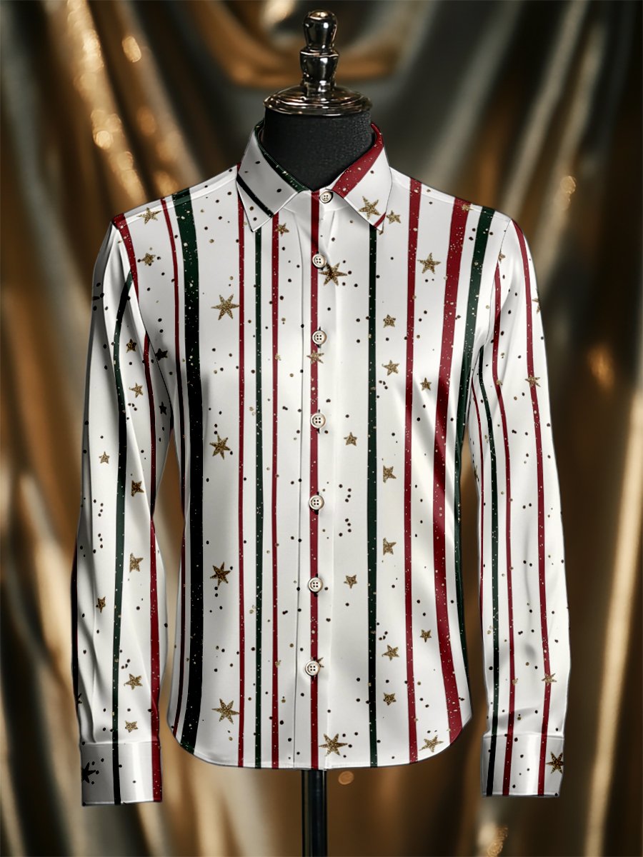 Camisa seda de lujo Christmas de manga larga para hombre