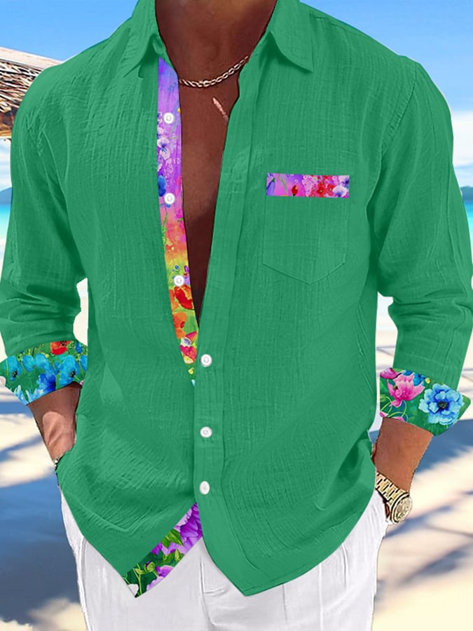 Camisa Hawaii estampado de moda Vacation And casual (With bolsillos) para hombre