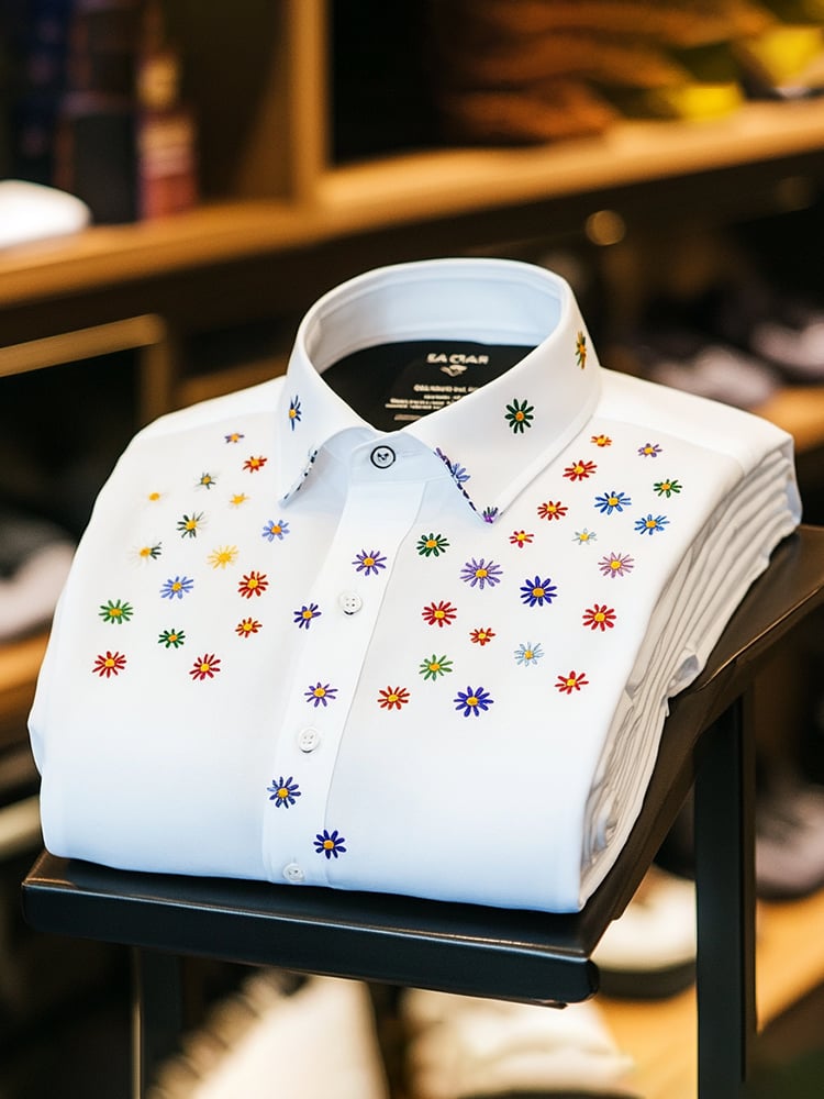 Camisa casual estampado de manga larga para hombre