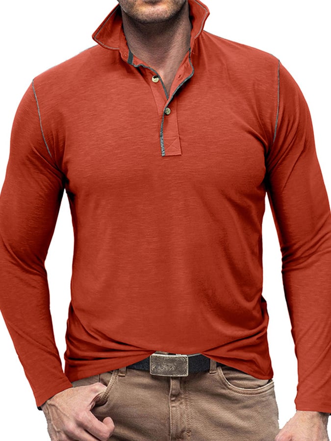 Camisa polo Sports casual Raglan Sleeve Half Button