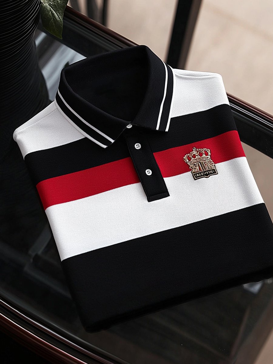 Camisa polo vintage ejecutivo de manga larga para hombre