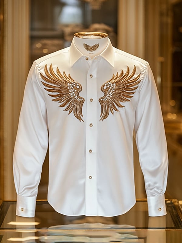 Camisa satén de lujo ejecutivo de manga larga para hombre