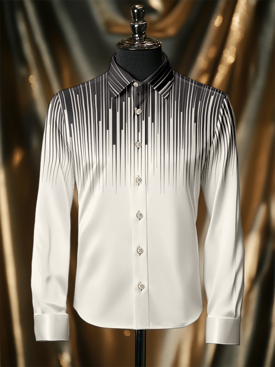 Camisa seda rayas de lujo ejecutivo de manga larga para hombre