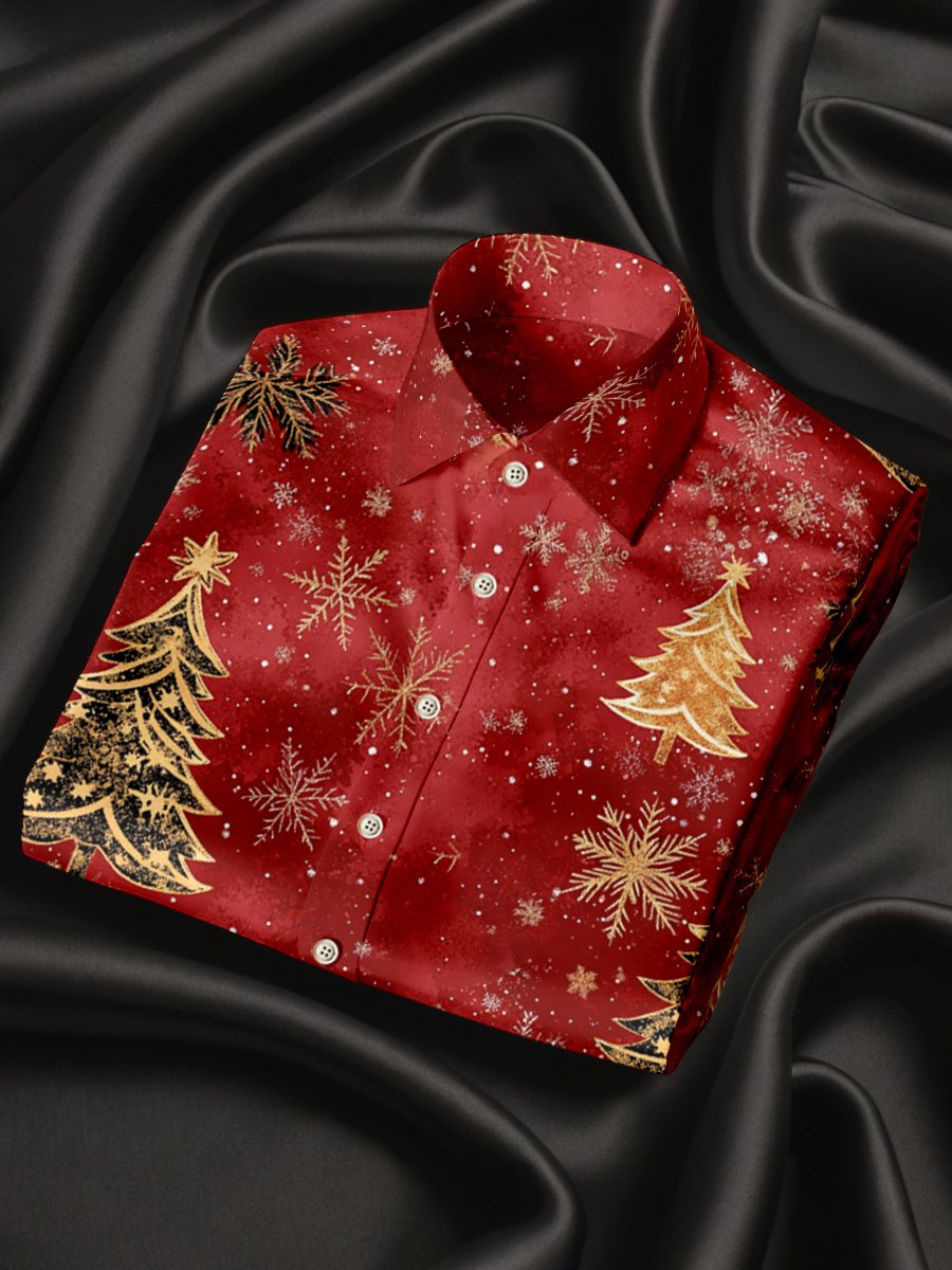 Camisa seda Christmas de lujo ejecutivo de manga larga para hombre