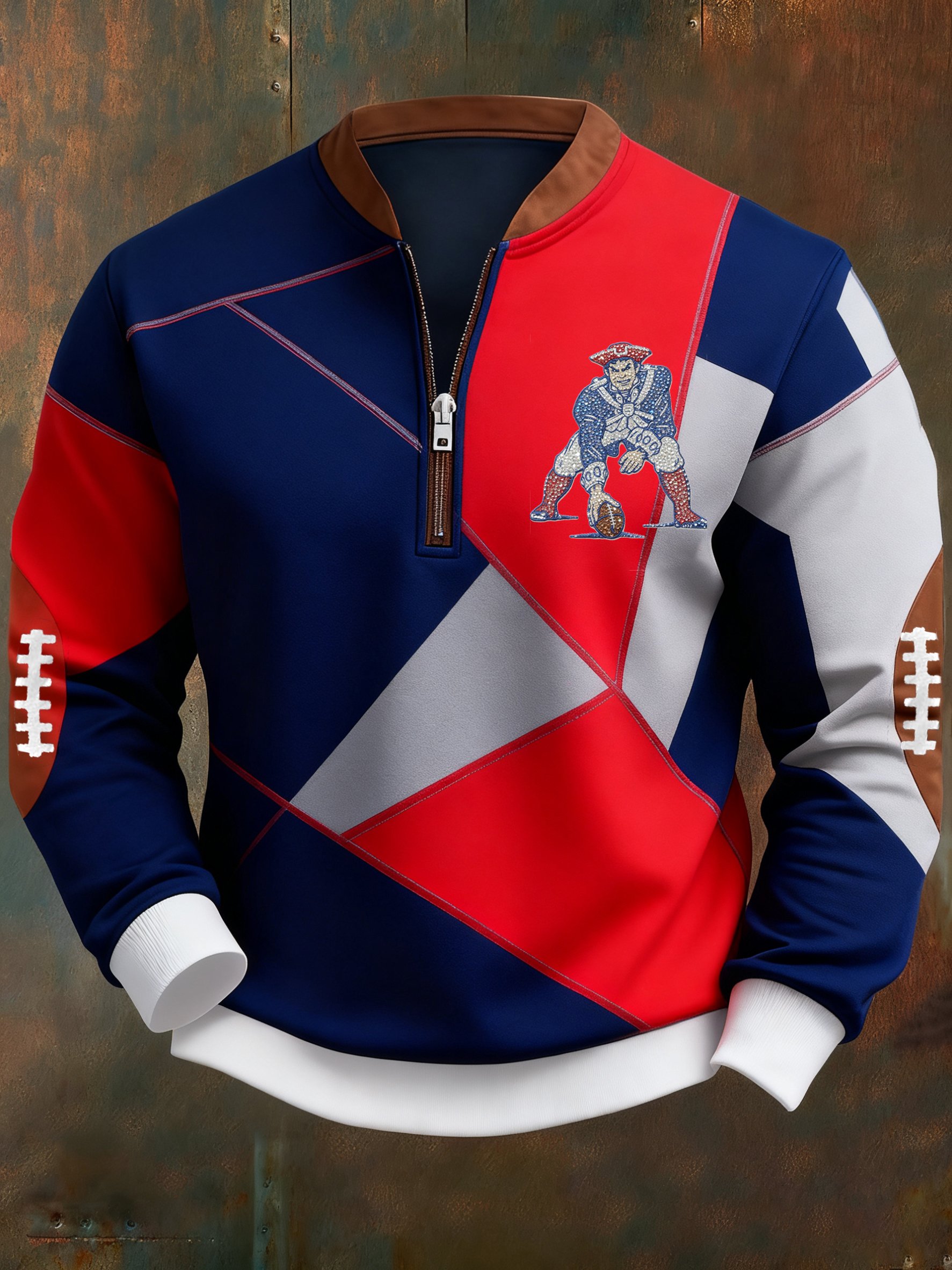 Sudadera Football geométrico en bloques de color estampado para hombre