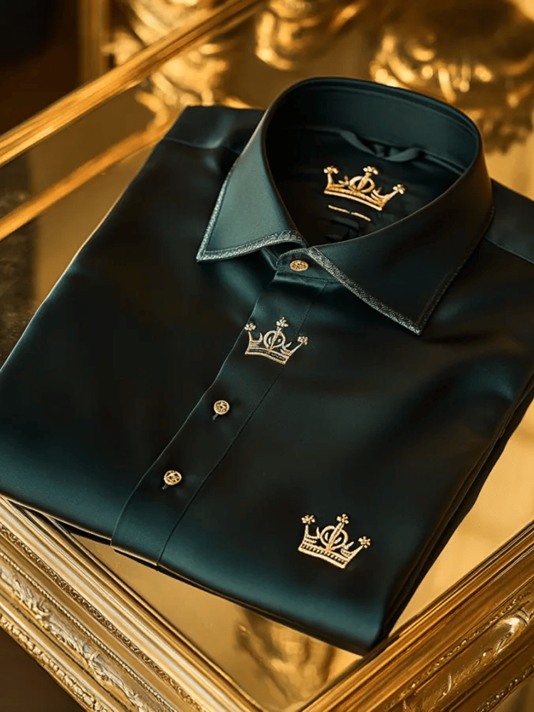 Camisa satén Wing de lujo ejecutivo de manga larga para hombre