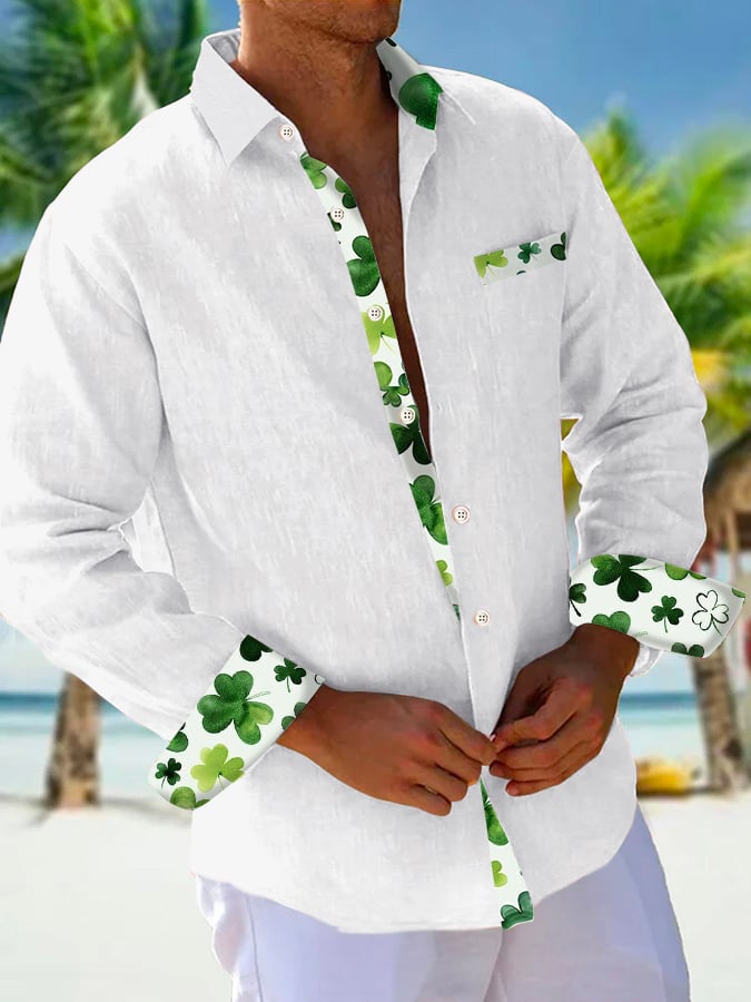 Camisa St. Patrick's Day estampado Hawaiian para hombre