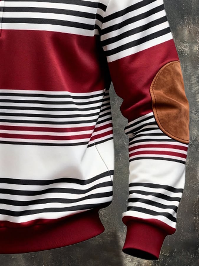 Sudadera retro en bloques de color estampado cierre para hombre