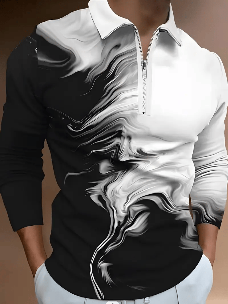 Camisa polo Trendy ejecutivo a rayas cierre para hombre