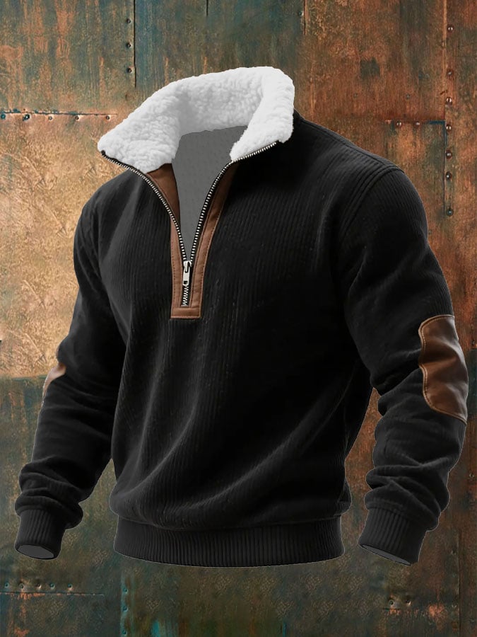 Sudadera tejidoted Fabric cierre Fur cuello para hombre