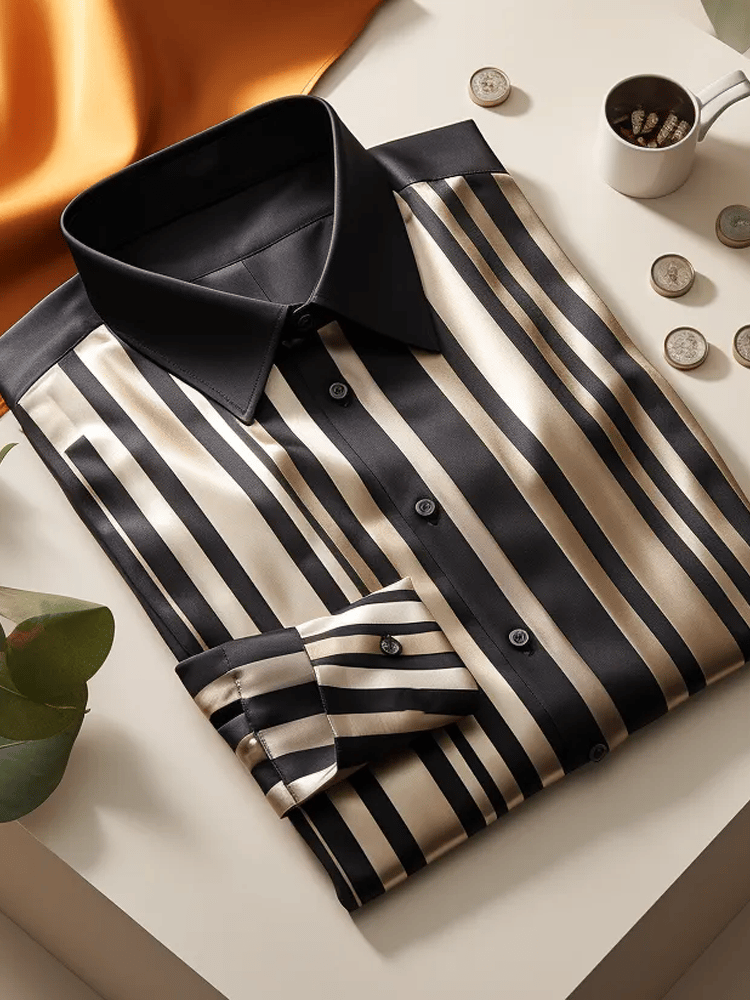 Camisa elegante Romantic a rayas de manga larga para hombre