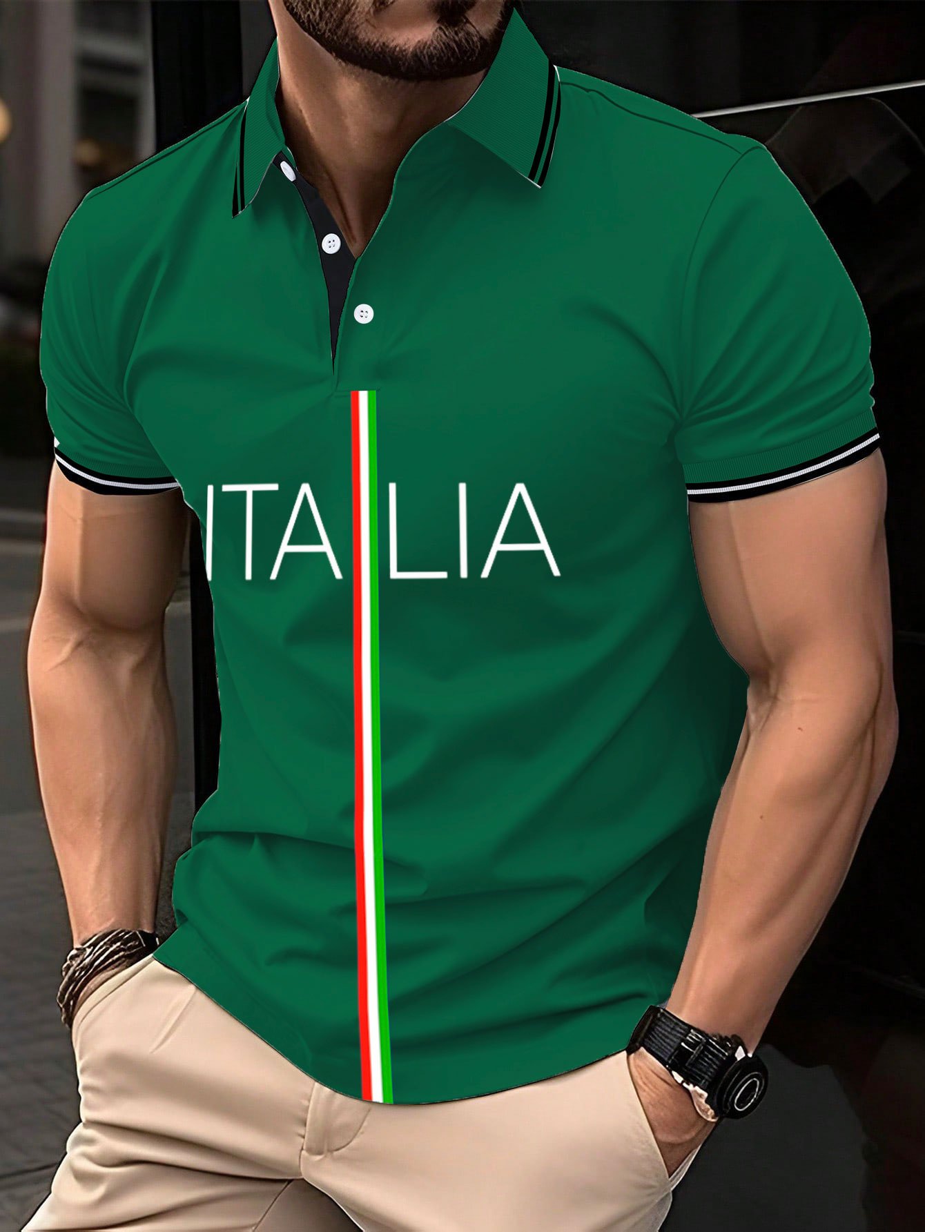 para hombre "Italy" estampado camisa polo
