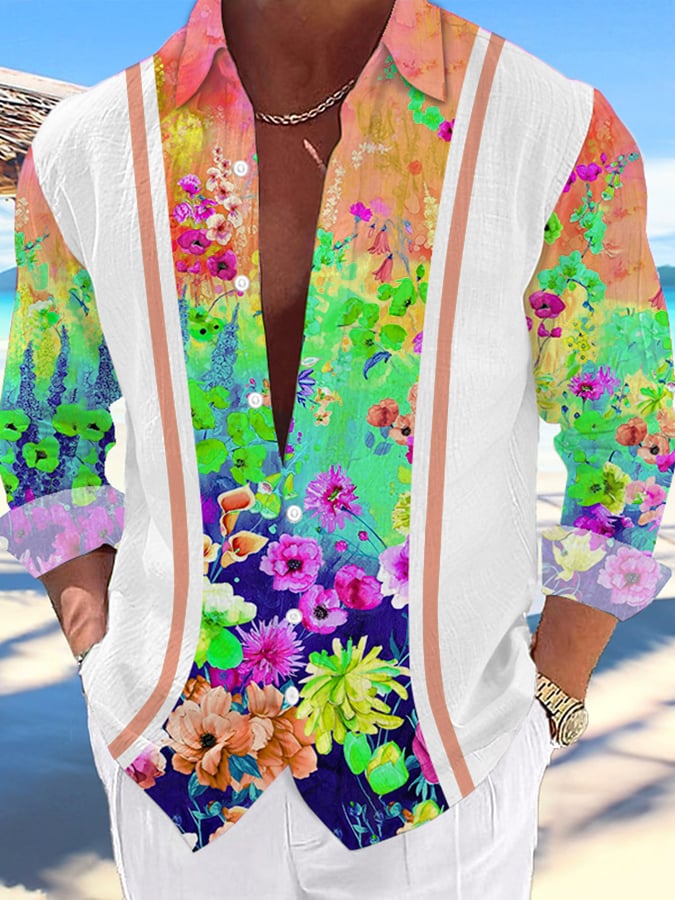Camisa Hawaii estampado de moda Vacation And casual para hombre