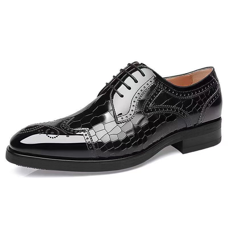 Zapatos formal casual Cubic Square Toe Faux cuero Brogues Derby para hombre