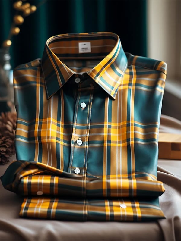 Camisa rayas estampado ejecutivo de manga larga para hombre
