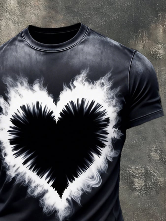 Camiseta retro estampado cuello redondo de manga corta para hombre