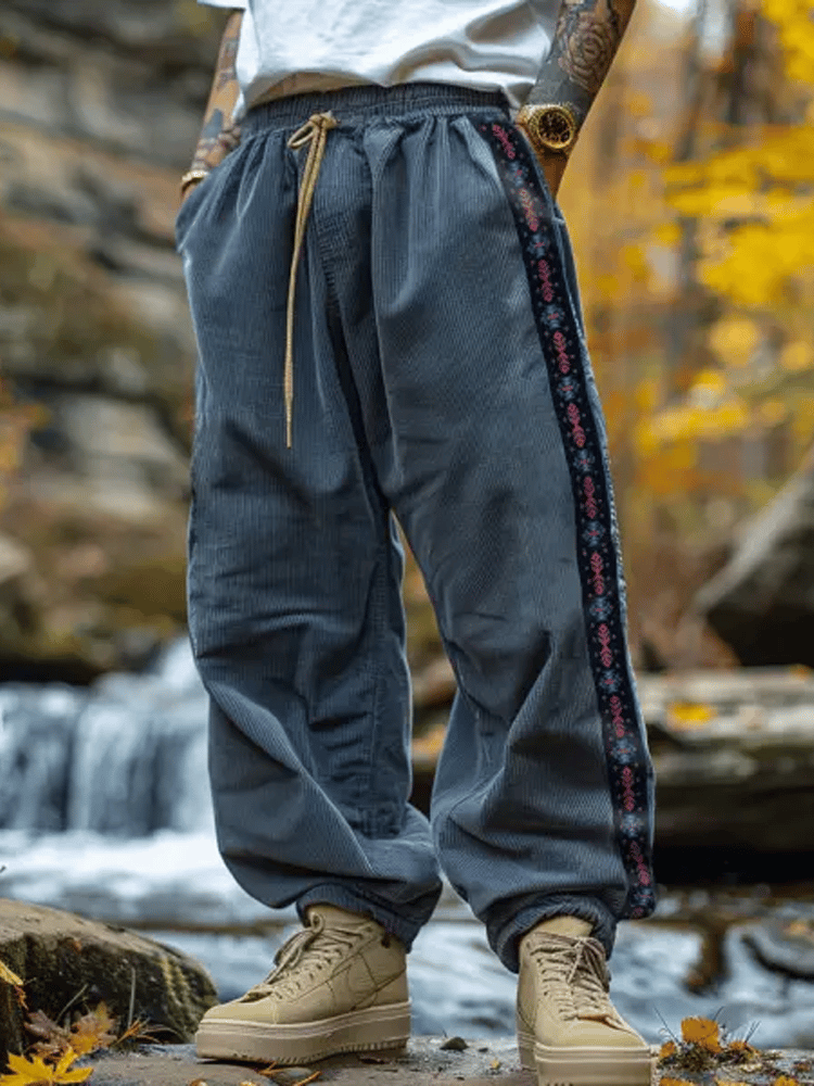 Pantalón vintage tejido tipo waffleted para exterior Multi-bolsillo Cargo Trousers para hombre