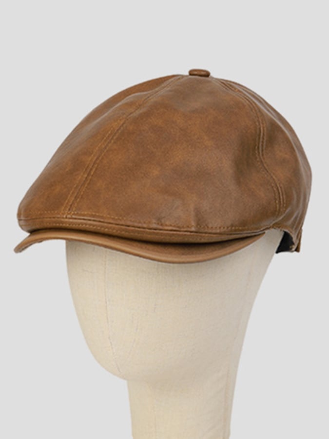 Retro British Pu Duck Tongue Cap para hombre