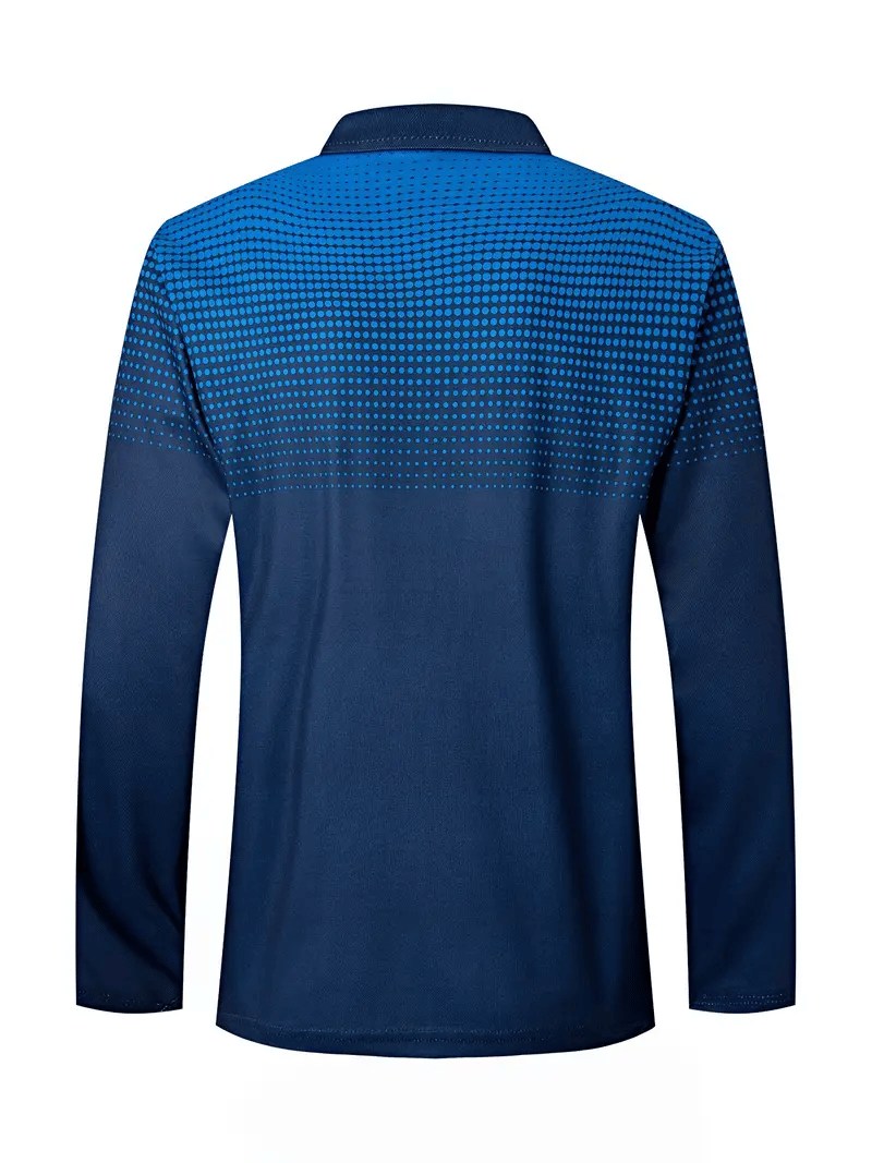 Camisa polo ejecutivo casual a rayas de manga larga para hombre