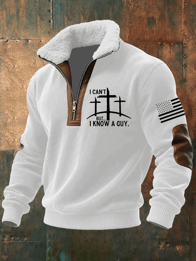 Sudadera Faith estampado tejidoted Fabric cierre Fur cuello de manga larga para hombre