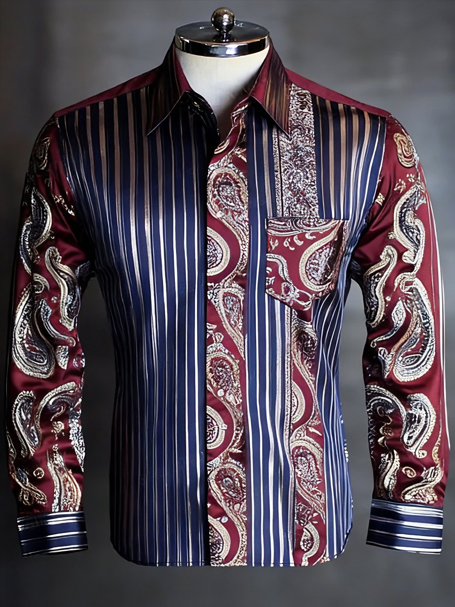 Camisa ejecutivo a rayas de manga larga With bolsillo para hombre