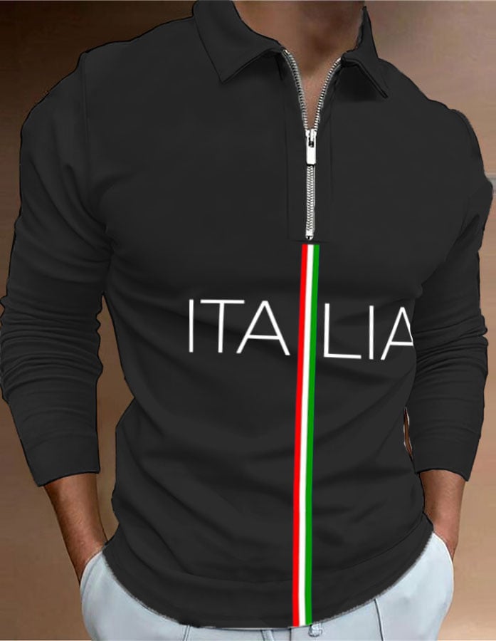 Camisa polo "Italy" estampado con cierre para hombre
