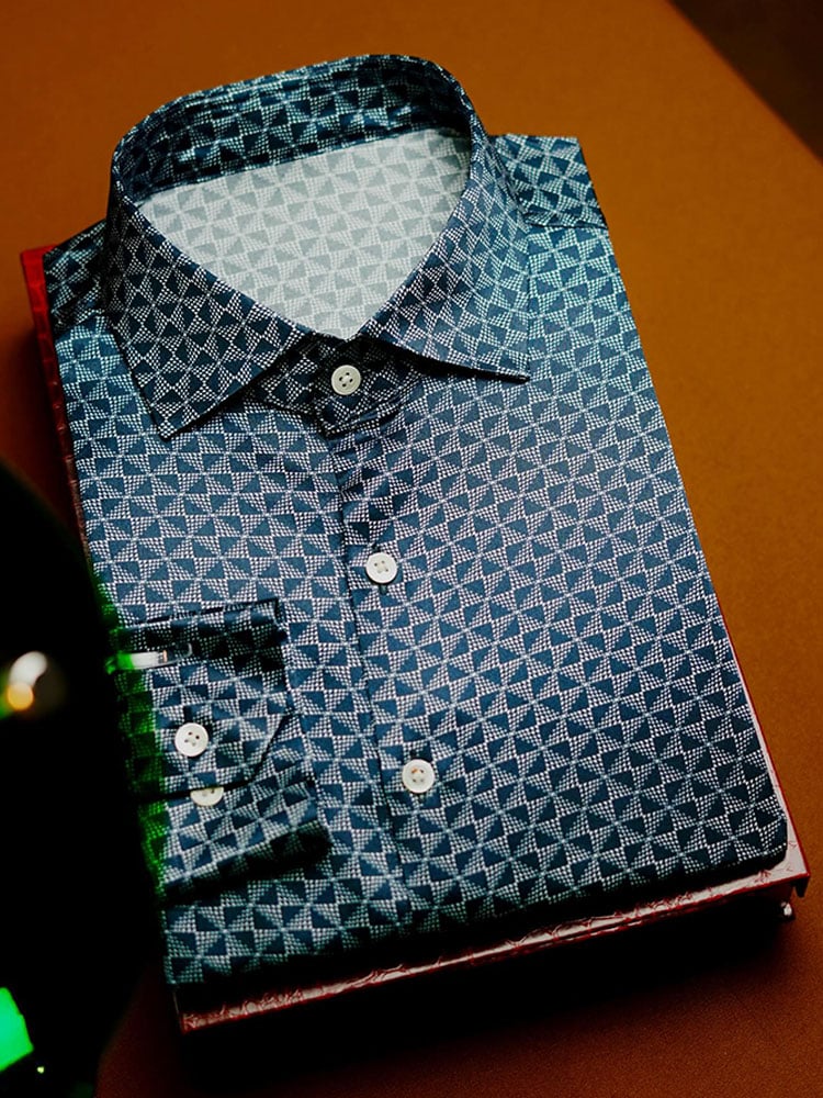 Camisa Western vintage estampado Waffle de manga corta para hombre