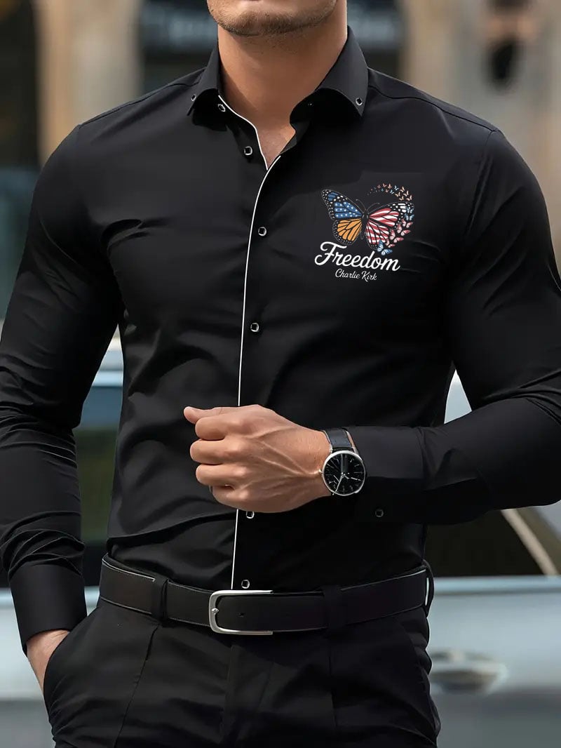 Camisa Street Style ejecutivo casual estampado de manga larga para hombre