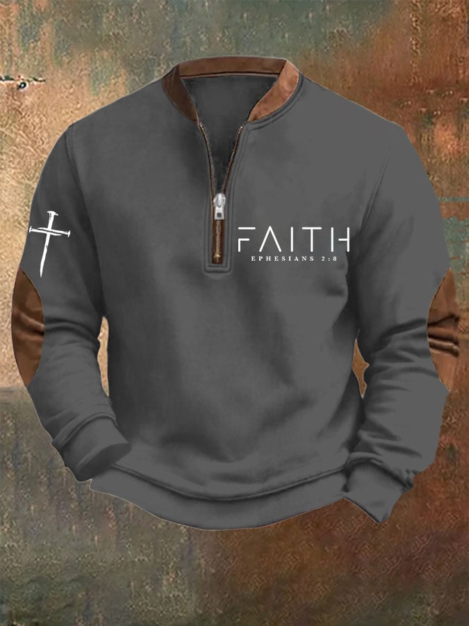 Sudadera Faith estampado Zip cuello para hombre