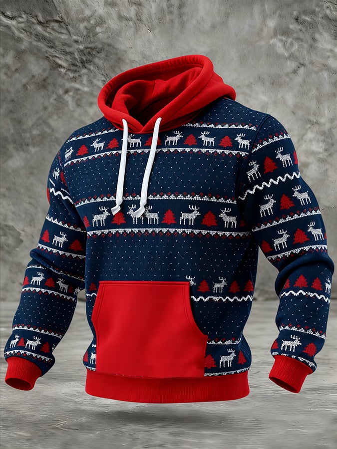 Sudadera Christmas Elk con gorrasucha para hombre