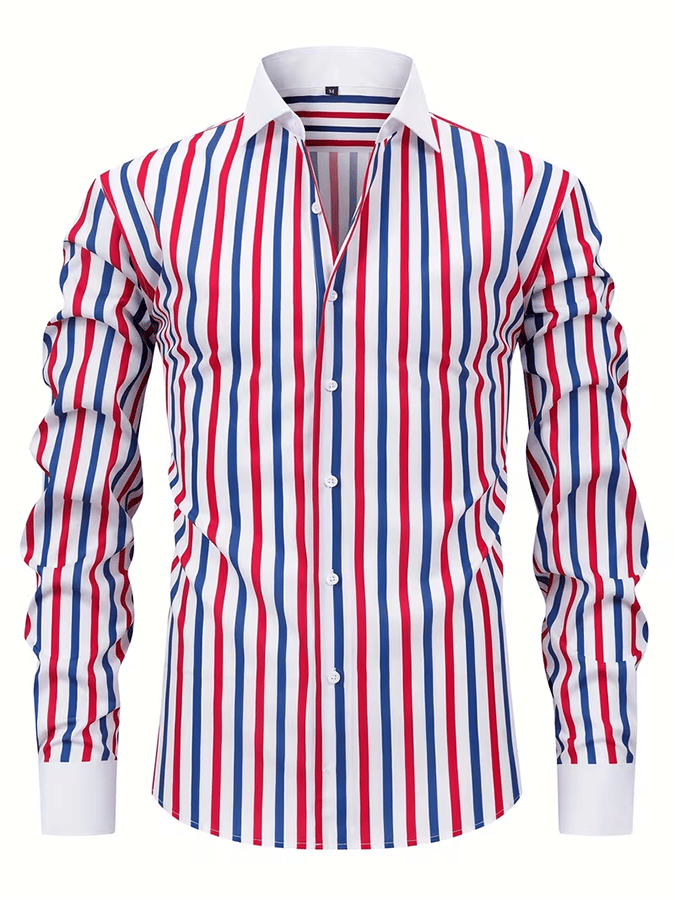 Camisa retro Abstract Art estampado Comfortable ejecutivo Style para hombre