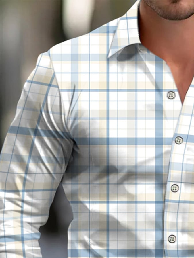 Camisa Check diseño estampado ejecutivo para hombre