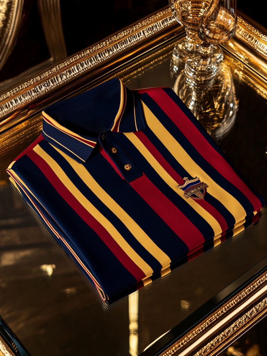 Camisa polo vintage ejecutivo de manga larga para hombre