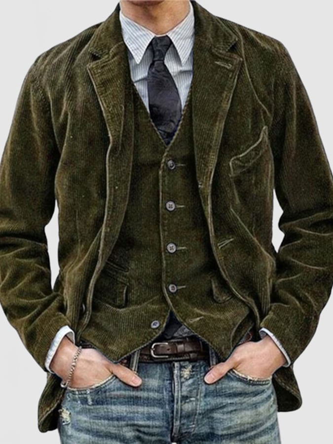 Chaqueta vintage Single Breasted bolsillo Gentleman's ejecutivo Suit para hombre
