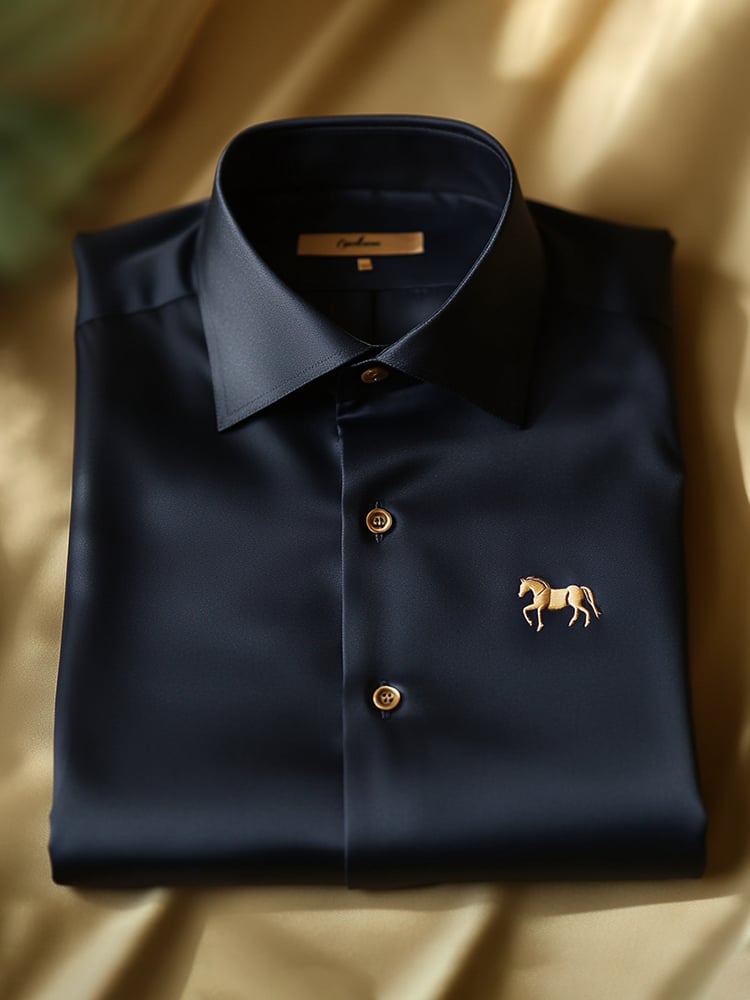Camisa satén Luxe de manga larga con botones para hombre