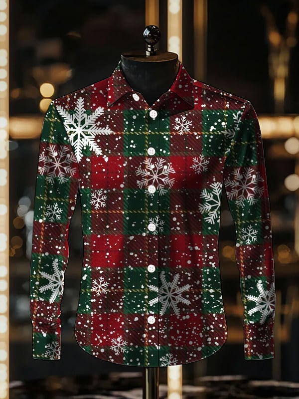 Camisa de lujo Romantic Christmas estampado de manga larga para hombre