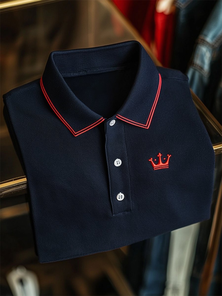 Camisa polo ejecutivo casual Button de manga corta para hombre