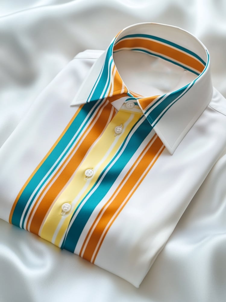 Camisa ejecutivo casual Color a rayas solapa de manga corta para hombre