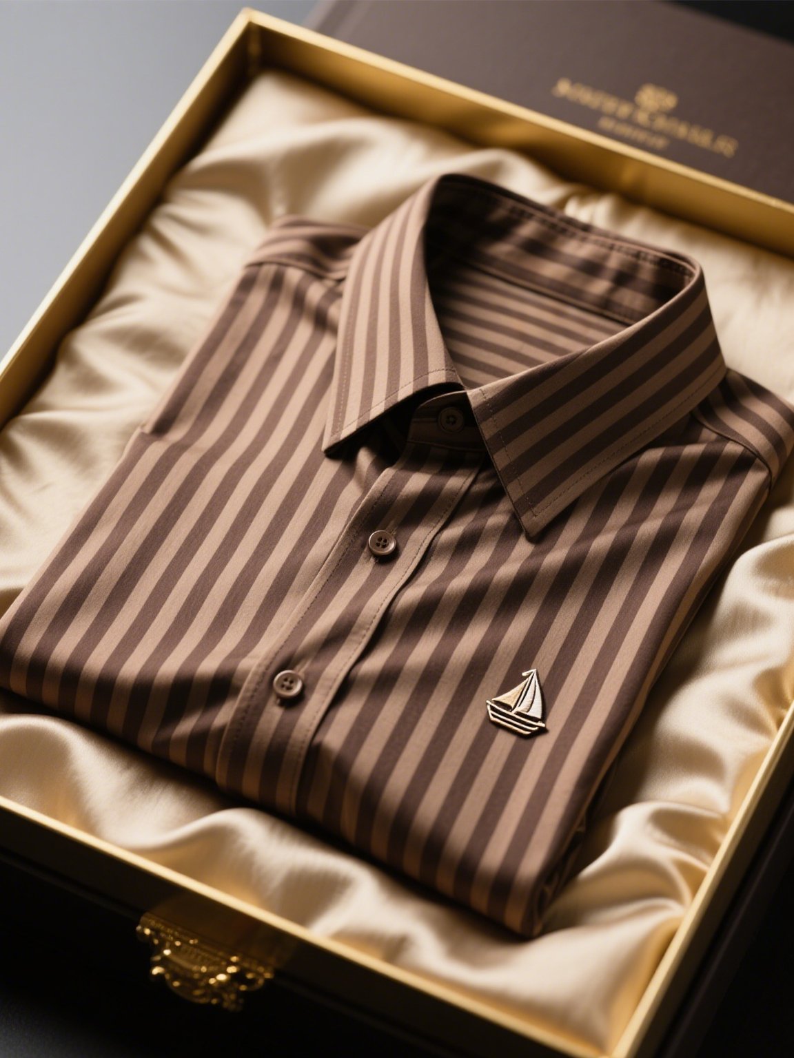 Camisa satén de lujo ejecutivo a rayas de manga corta Button para hombre