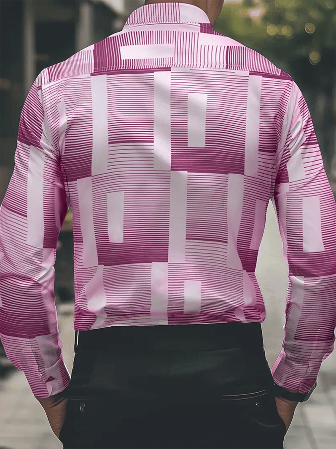 Camisa geométrico Design ejecutivo casual para hombre