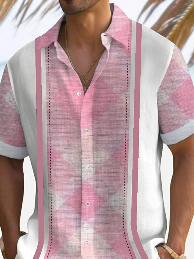 Camisa Trendy estampado Lapel de manga corta