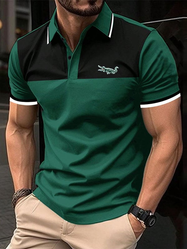 Camisa polo ejecutivo Logo con botones de manga corta para hombre