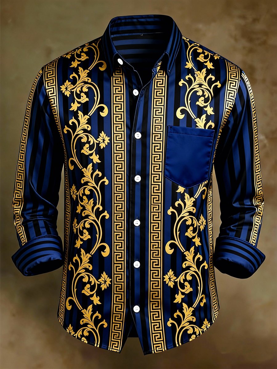 Camisa de lujo ejecutivo de manga larga With floral diseño para hombre