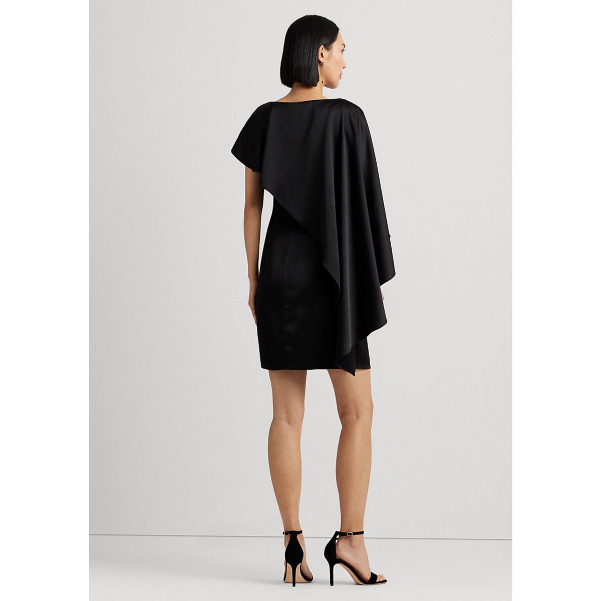 Satin Cape Cocktail Dress - 2