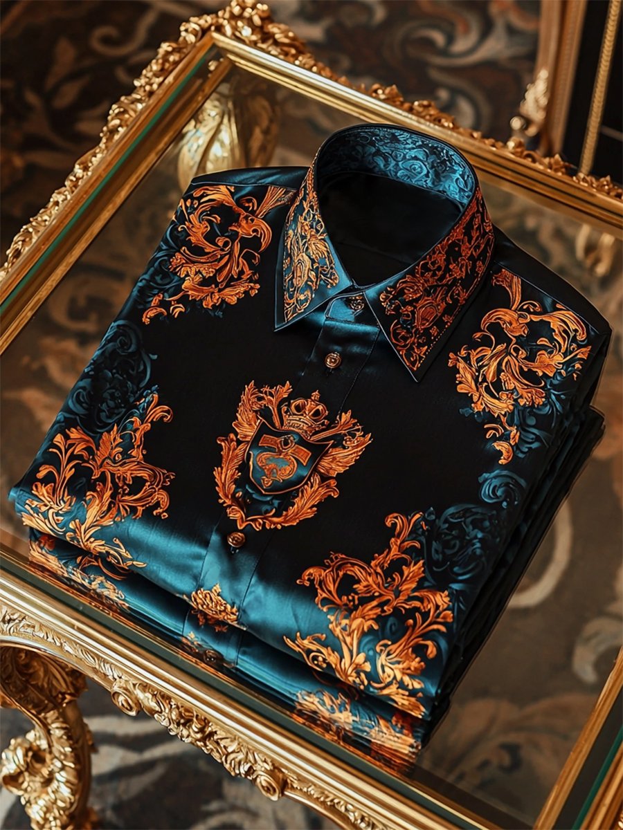 Camisa satén Luxe de manga larga con botones para hombre