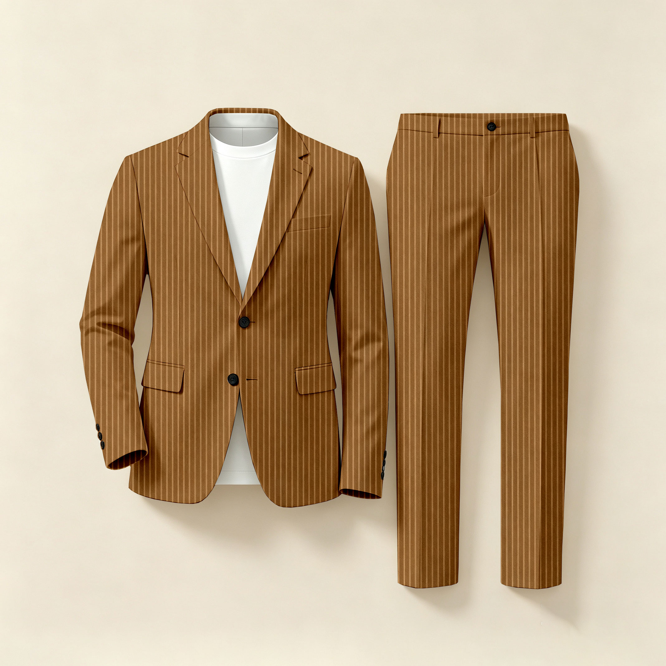 para hombre ejecutivo a rayas Print de manga larga camisa and pantalón Two-Piece Suit